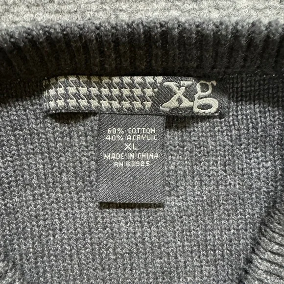 VTG Xtreme Gear Pullover Sweater Men's XL Gray Plaid Striped Y2K - Picture 3 of 5